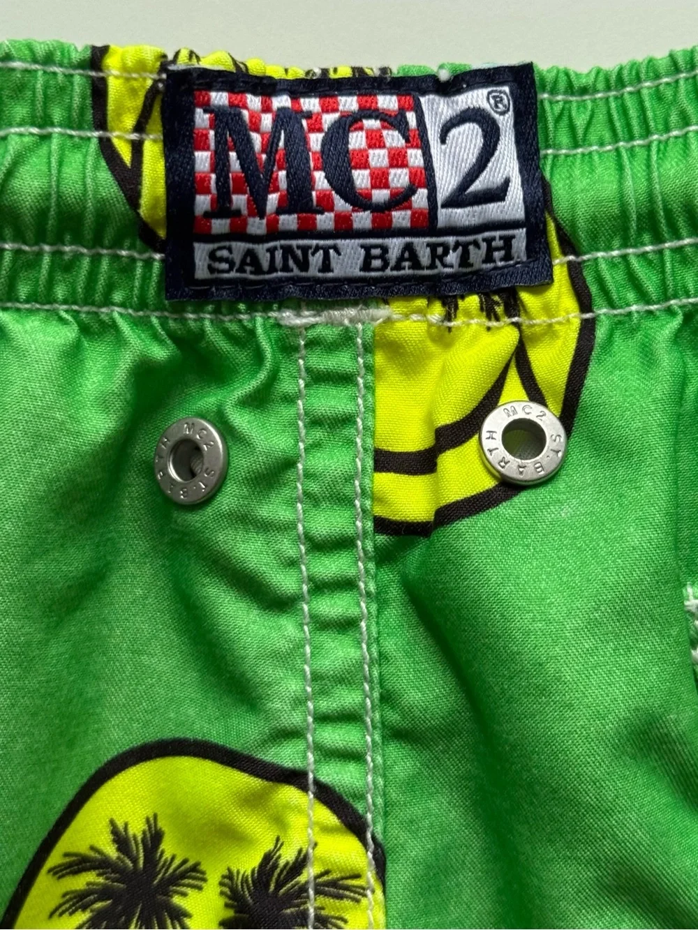 MC2 Saint Barth Boys Smiley Print Palm Swim Shorts - Size 2Y